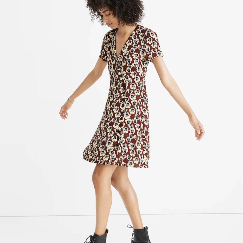 Madewell Button Wrap Dress in Viola Floral